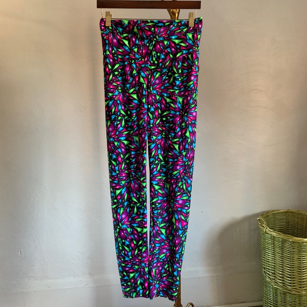 USA made leggings - nwot deadstock maximalist geometric neon jewel stretch pants